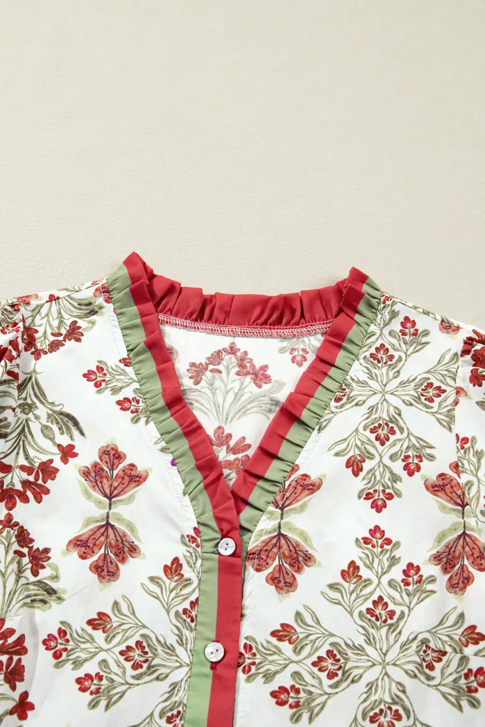 Textured Detail Floral Printed Ruffle Dress