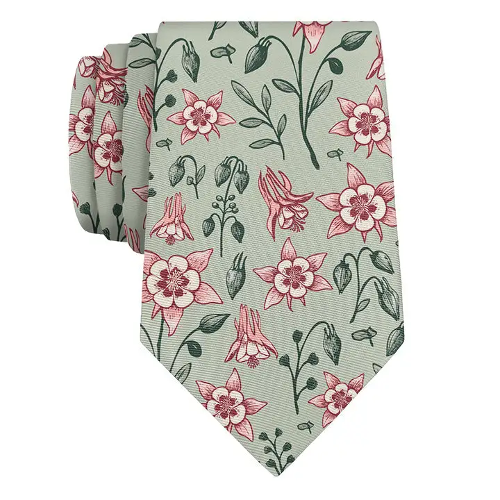Columbine Floral Pattern Necktie