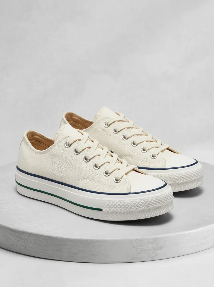 Embroidered-Detail Unisex Low-Top Canvas Sneakers