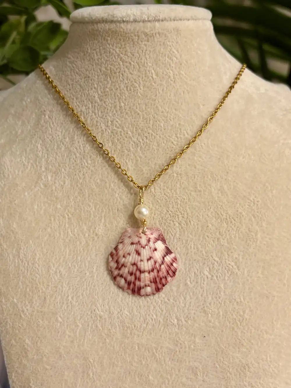 Petite Pearl Calico Shell Necklace