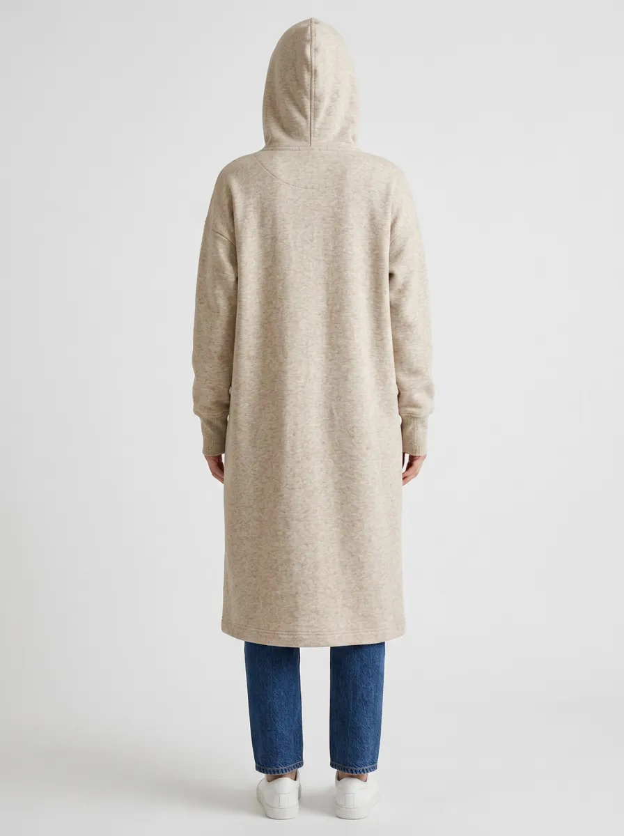 Relaxed Fleece Long Hooded Coat