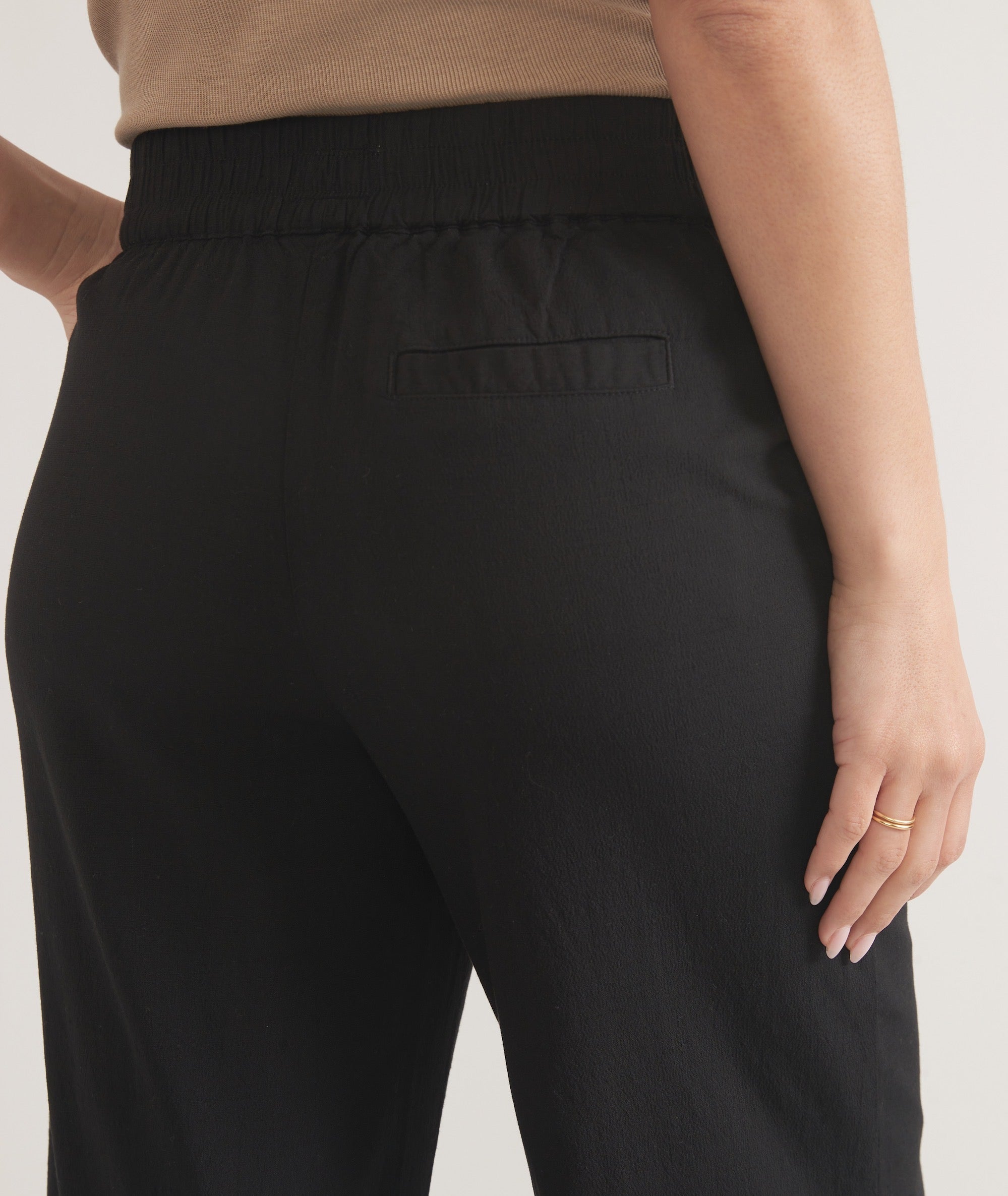 Black Linen Wide-Leg Trousers