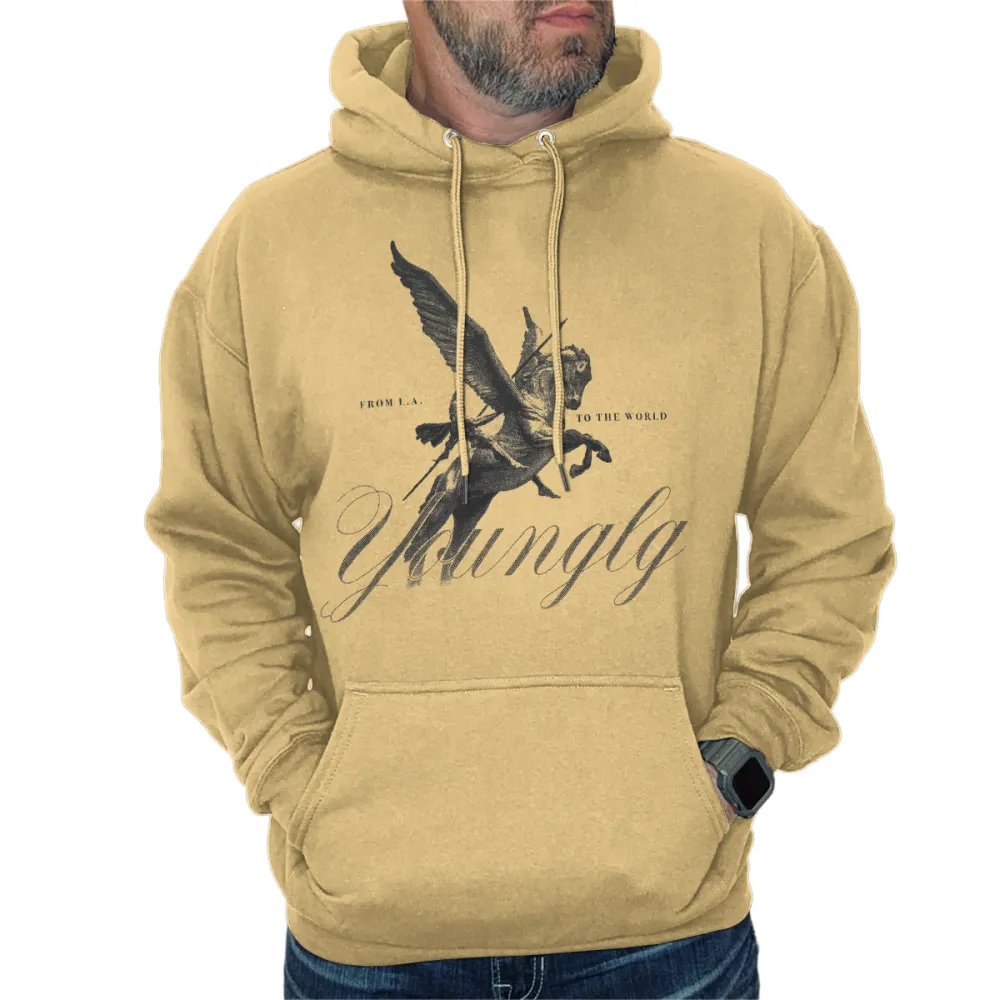 Pegasus Graphic Beige Hoodie With Vintage Aesthetic