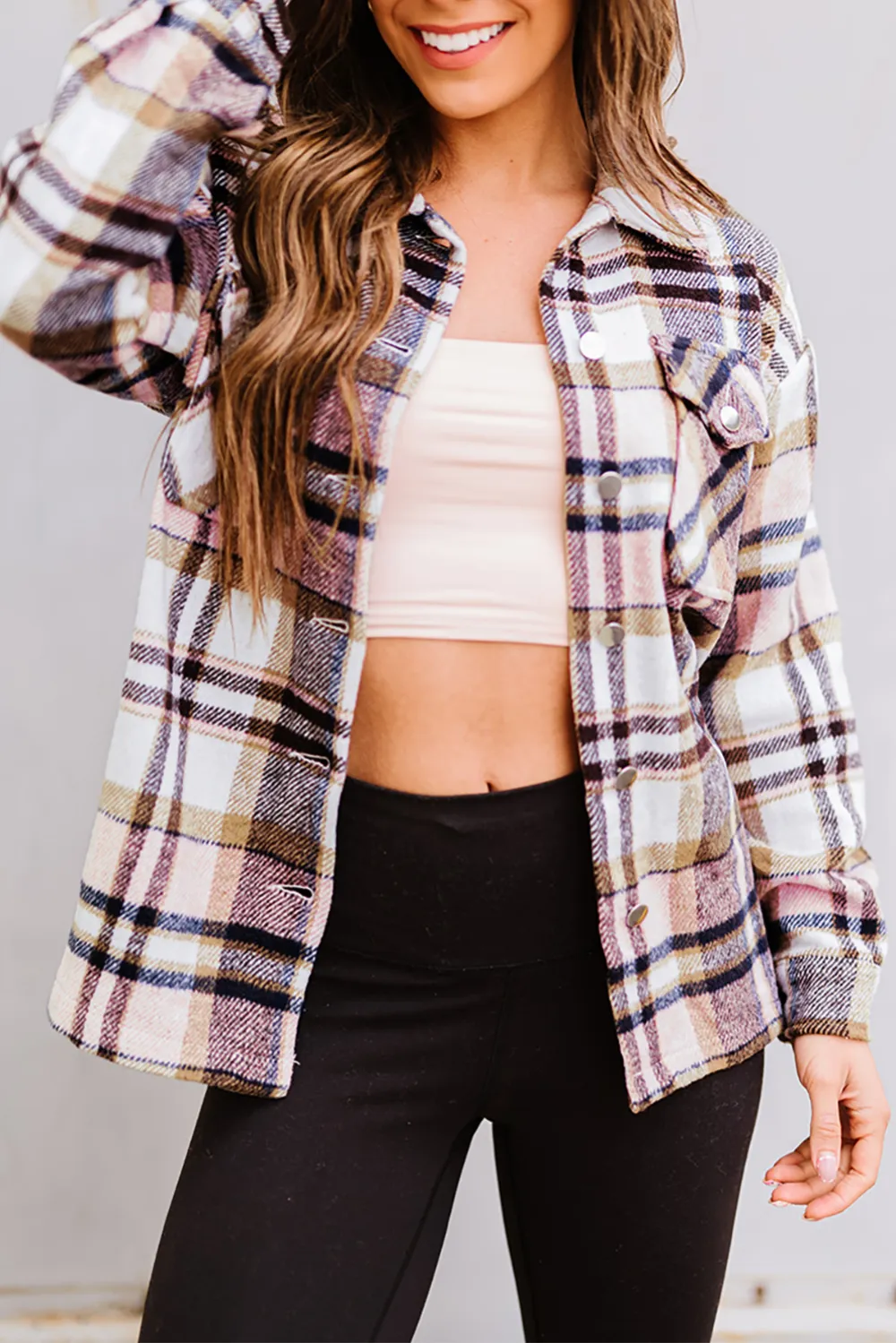 Plaid Color Block Patchwork Shirt Jacket