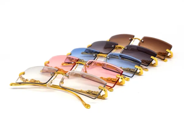 12-Pack Rimless Cat-Eye Gradient Sunglasses