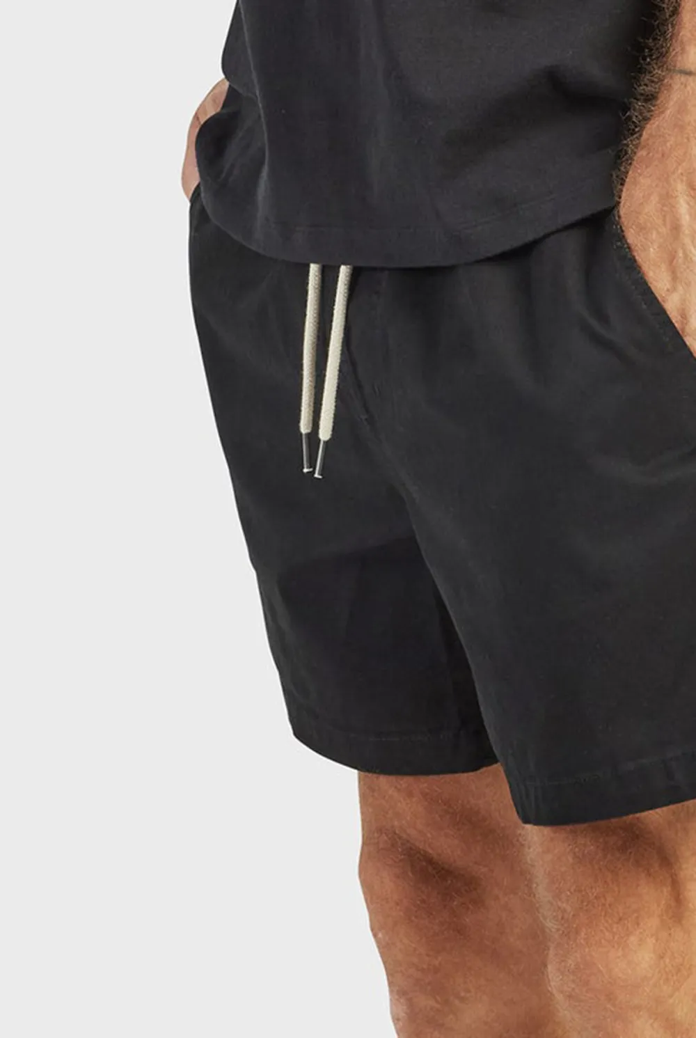 Black Cotton Drawstring Shorts