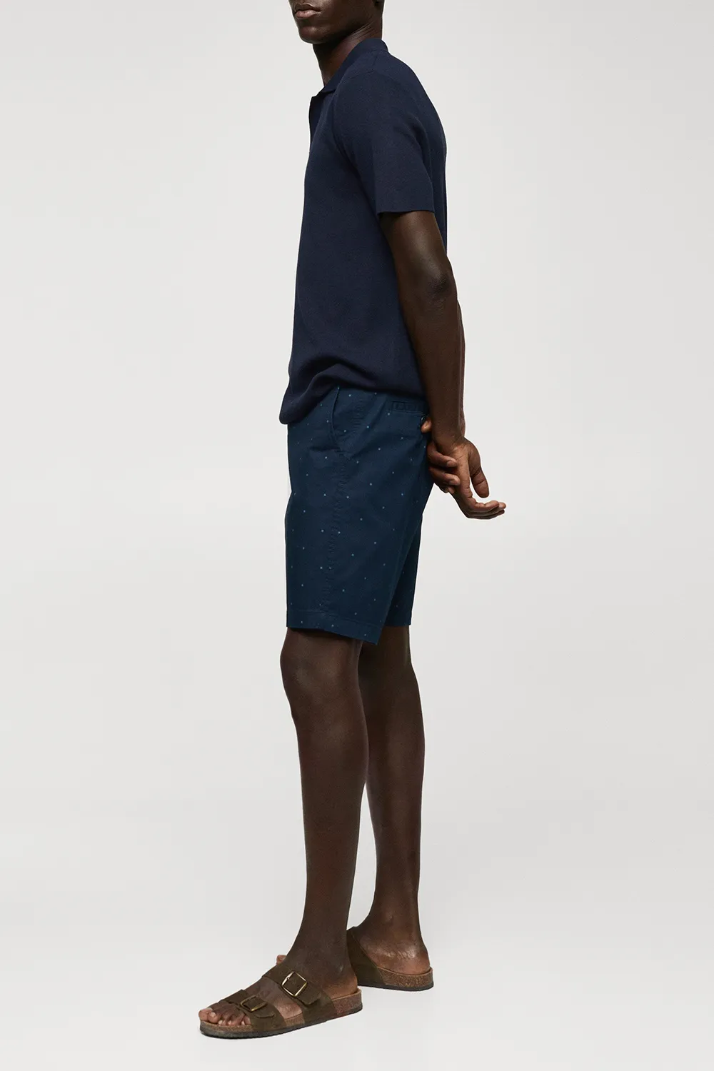 Slim-Fit Cotton Micro-Print Shorts
