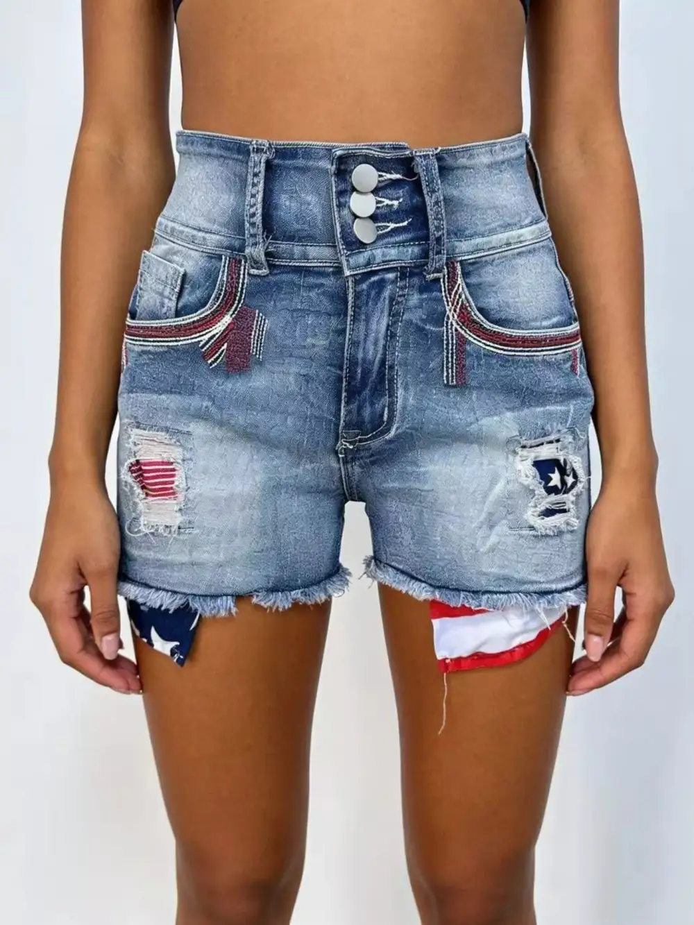 Relaxed Distressed Hem Shorts