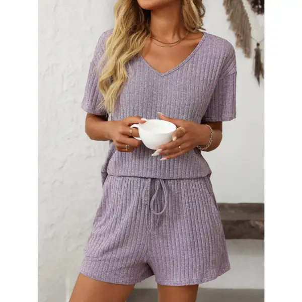 Mandy V Neck Short Sleeve Top and Shorts Set