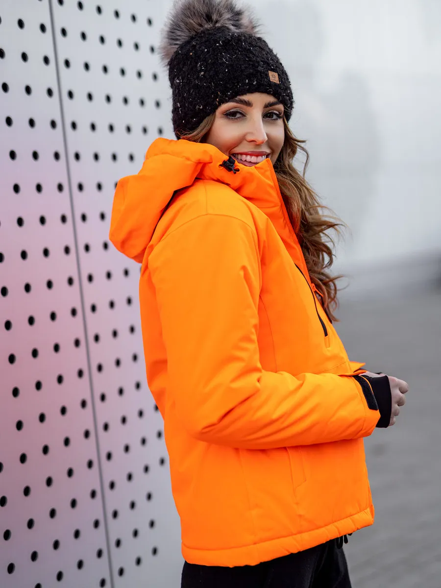Orange women's winter ski jacket