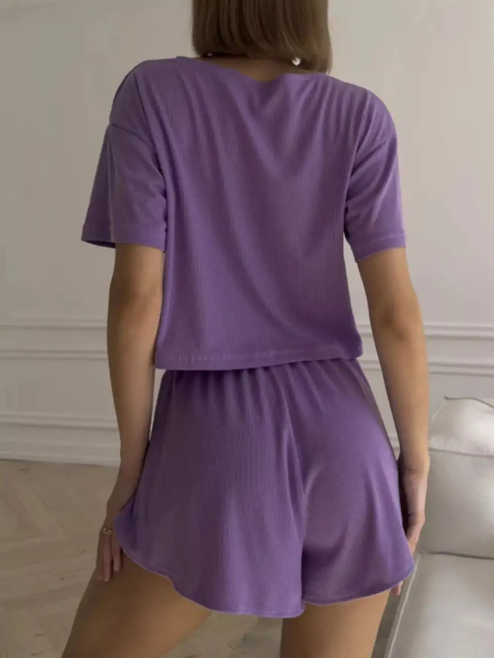 Round Neck Tee and Shorts Set