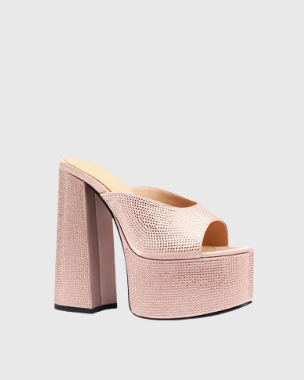 Rhinestone Platform Sandals in Blush