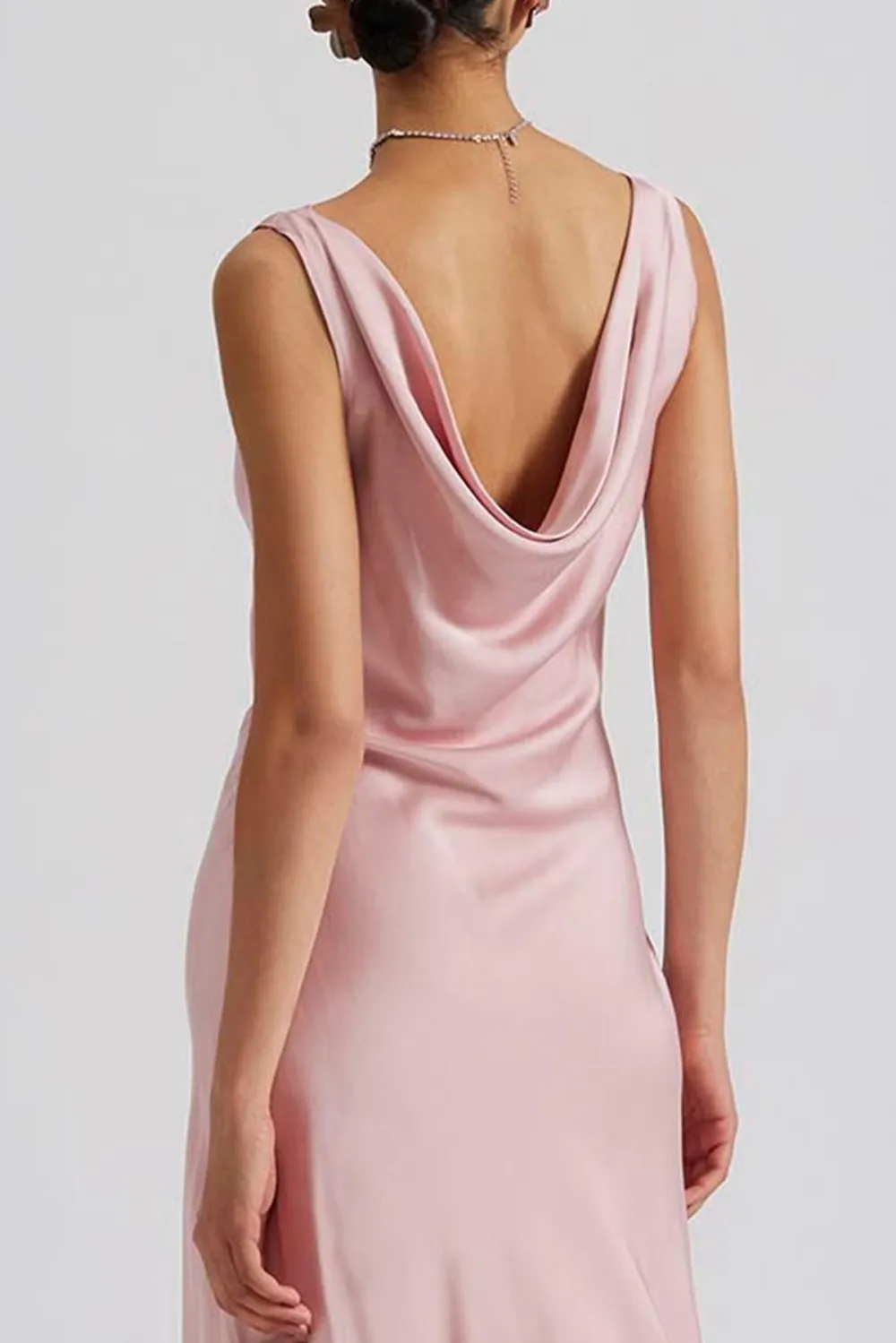 Cowl Neck Satin Maxi Dress