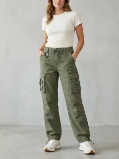Flexible Utility Style Multi Pocket Design Women's Multi Pocket Cargo Pants