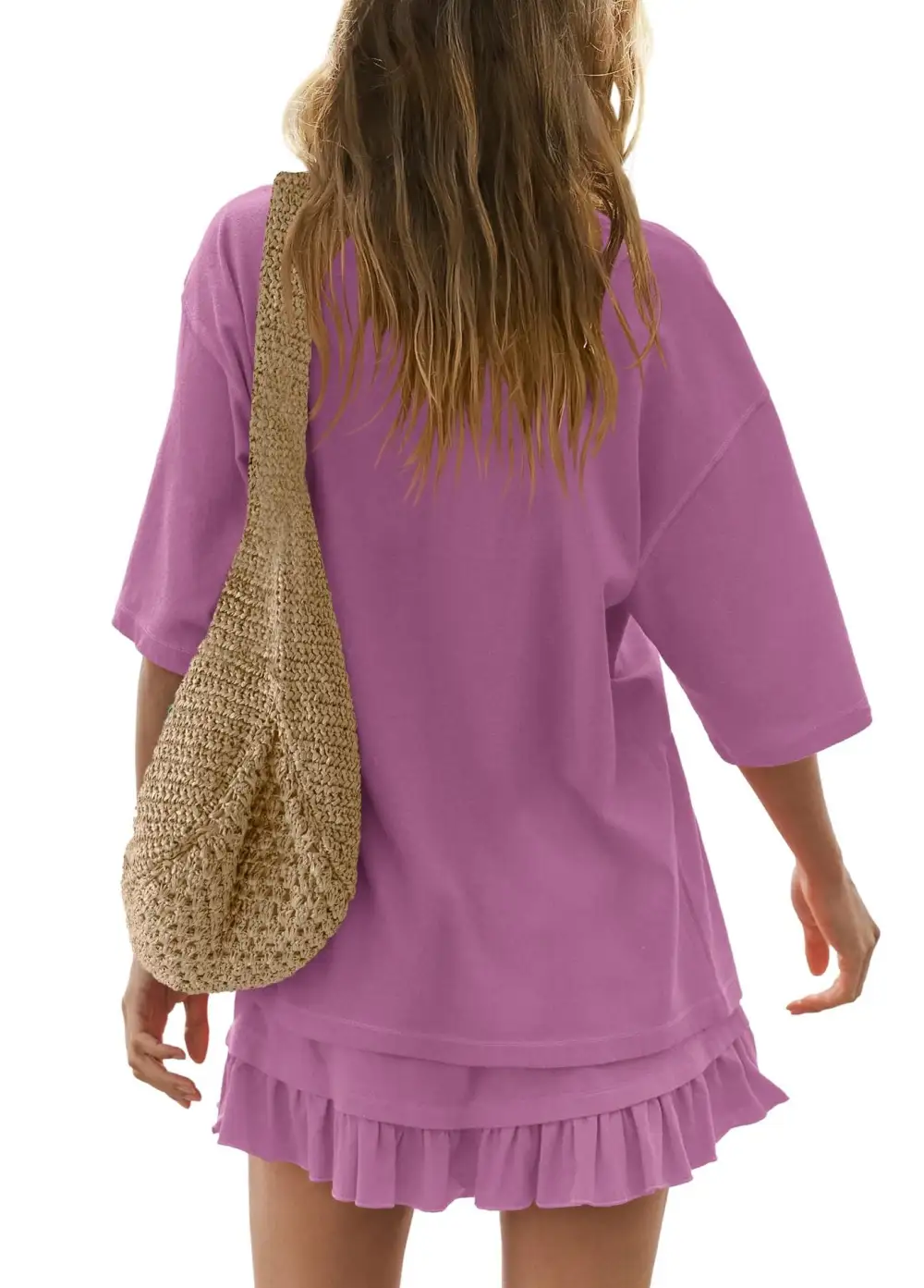 Refined Round Neck Ruffle Trim Coordinated Set