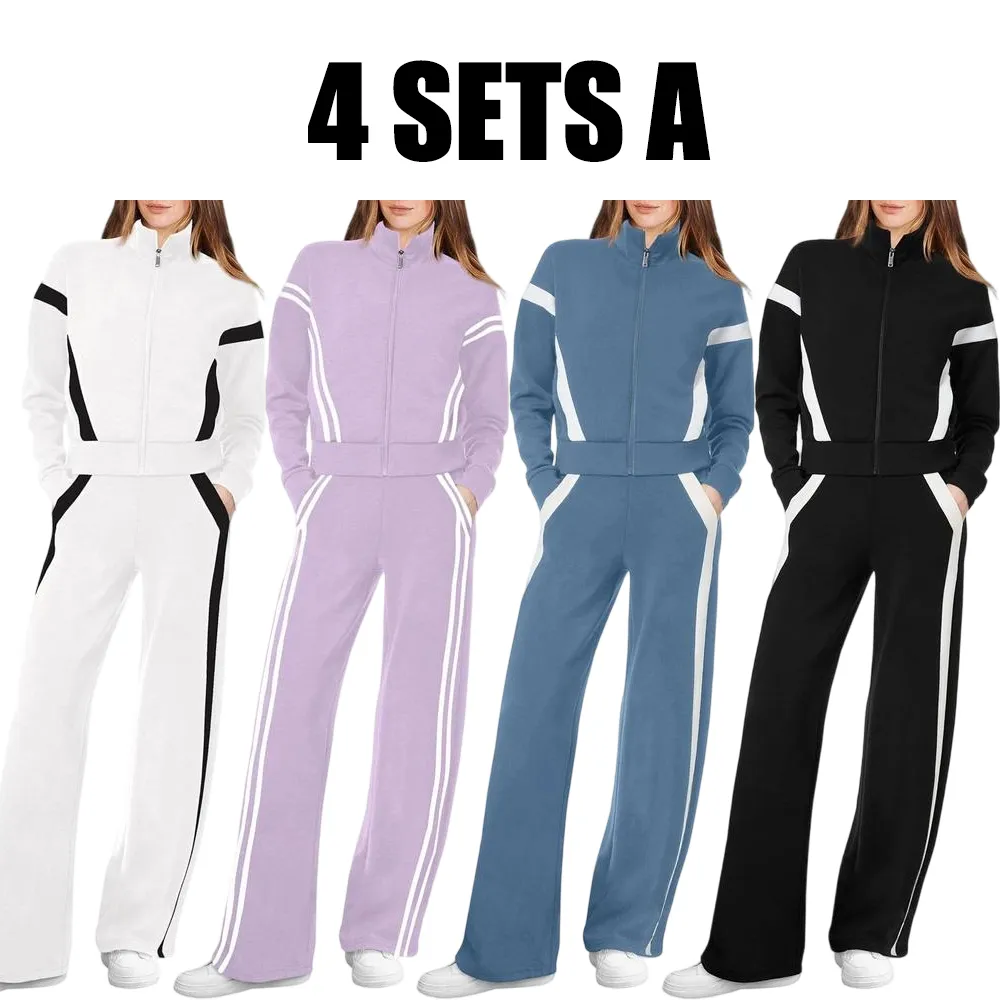 Lounge Sets for Women 2025 Sweatsuit 2 Piece Outfits Sweatshirt Wide Leg Sweatpant Tracksuit Matching Set