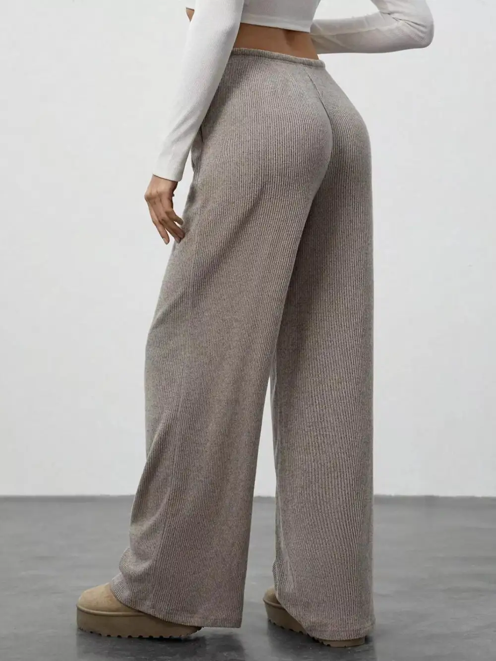 Wide Leg Relaxed Fit Drawstring Casual Pants
