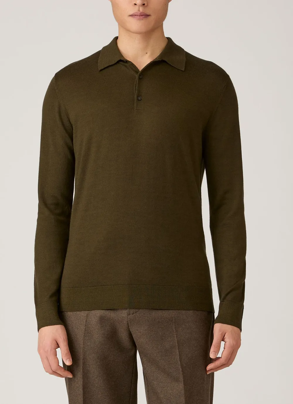 Refined Everyday Slim Fit Merino Knit Long Sleeve Polo Shirt