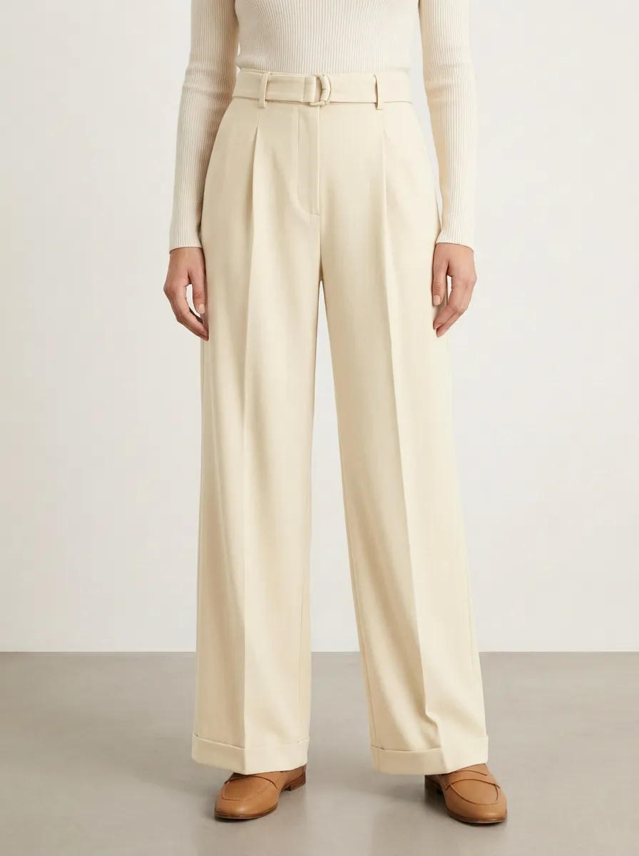 Belted Wide-Leg Trousers