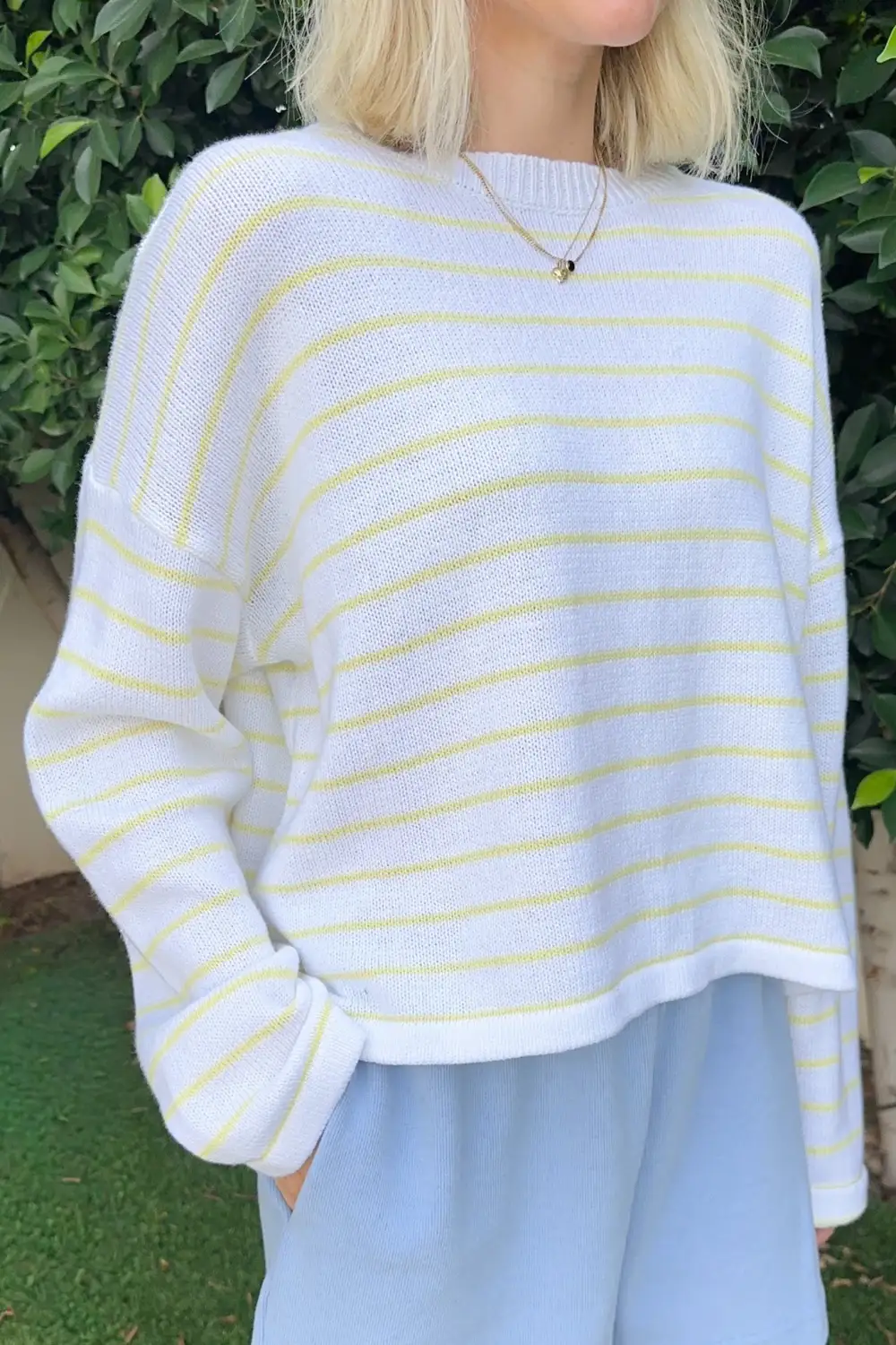 Easy Pull On Knit Striped Sweater