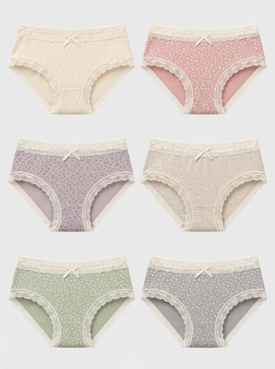 Women's Assorted Floral Lace-Trim Briefs 6-Pack