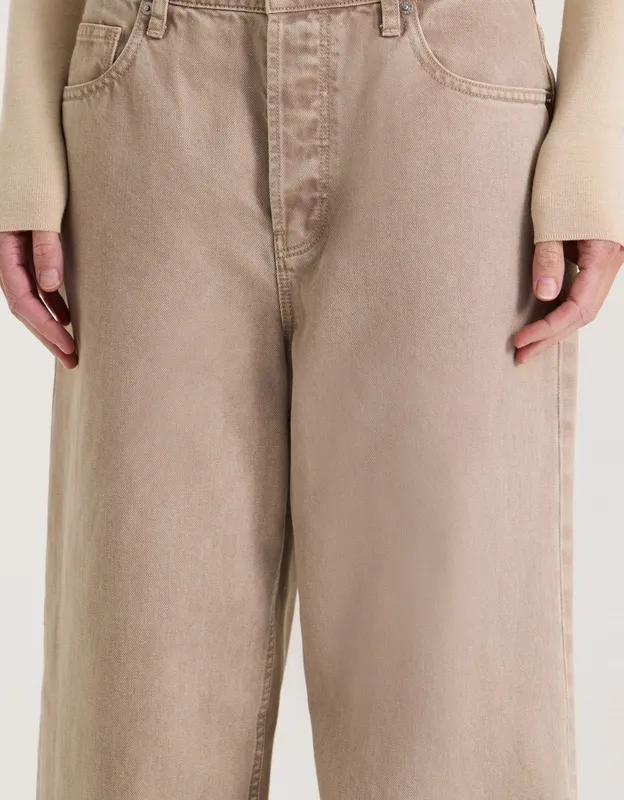 Tan Wash Relaxed Boyfriend Jeans