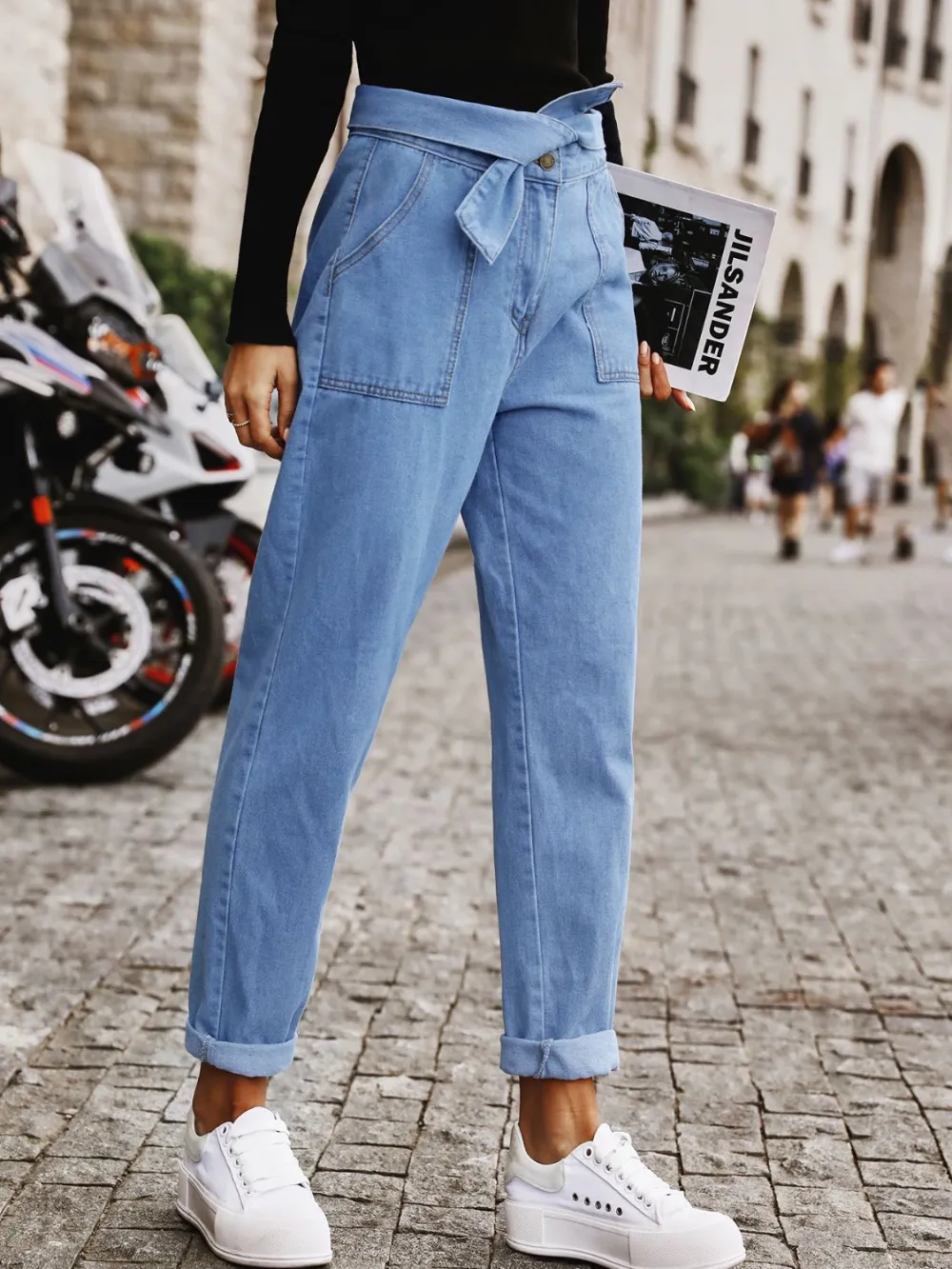 Straight Leg Layered Denim Jeans