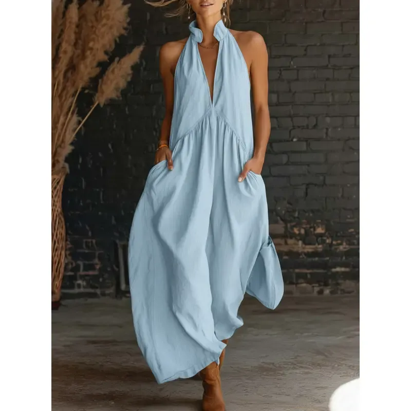 🔥Last Day: 8-Pack Only $24 🔥Women's Minimalist Halter Maxi Dress