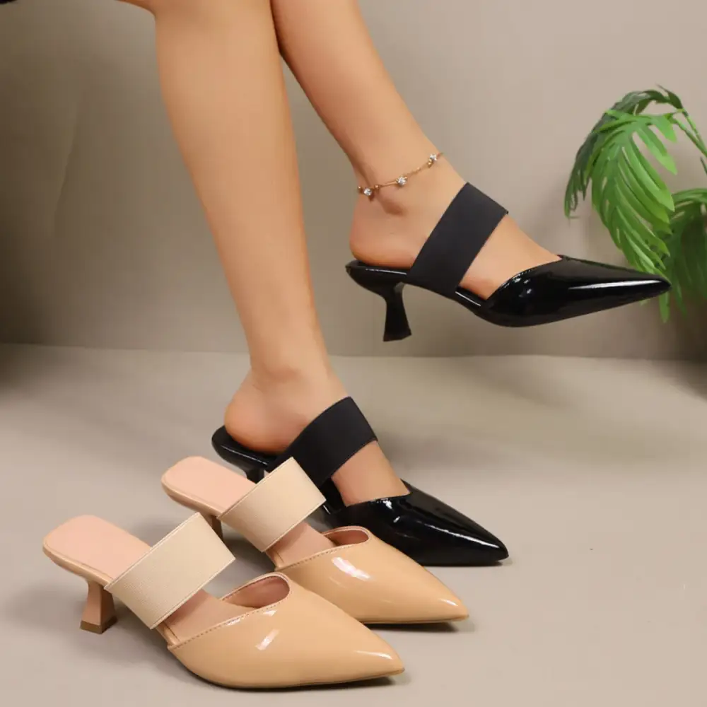 Point Toe Flare Heel Sandals