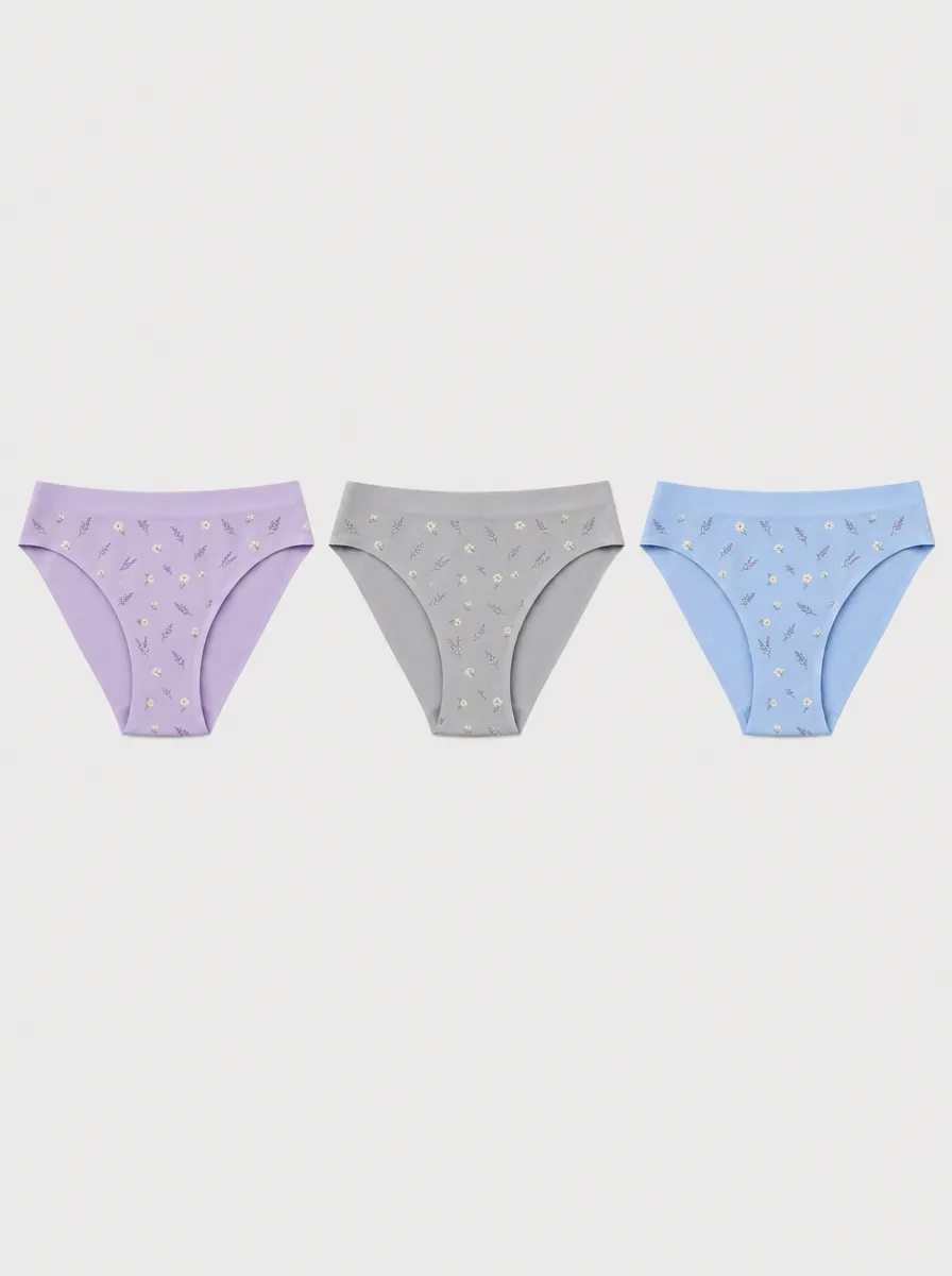 Women's Assorted Floral Patterned Seamless Briefs 3-Pack