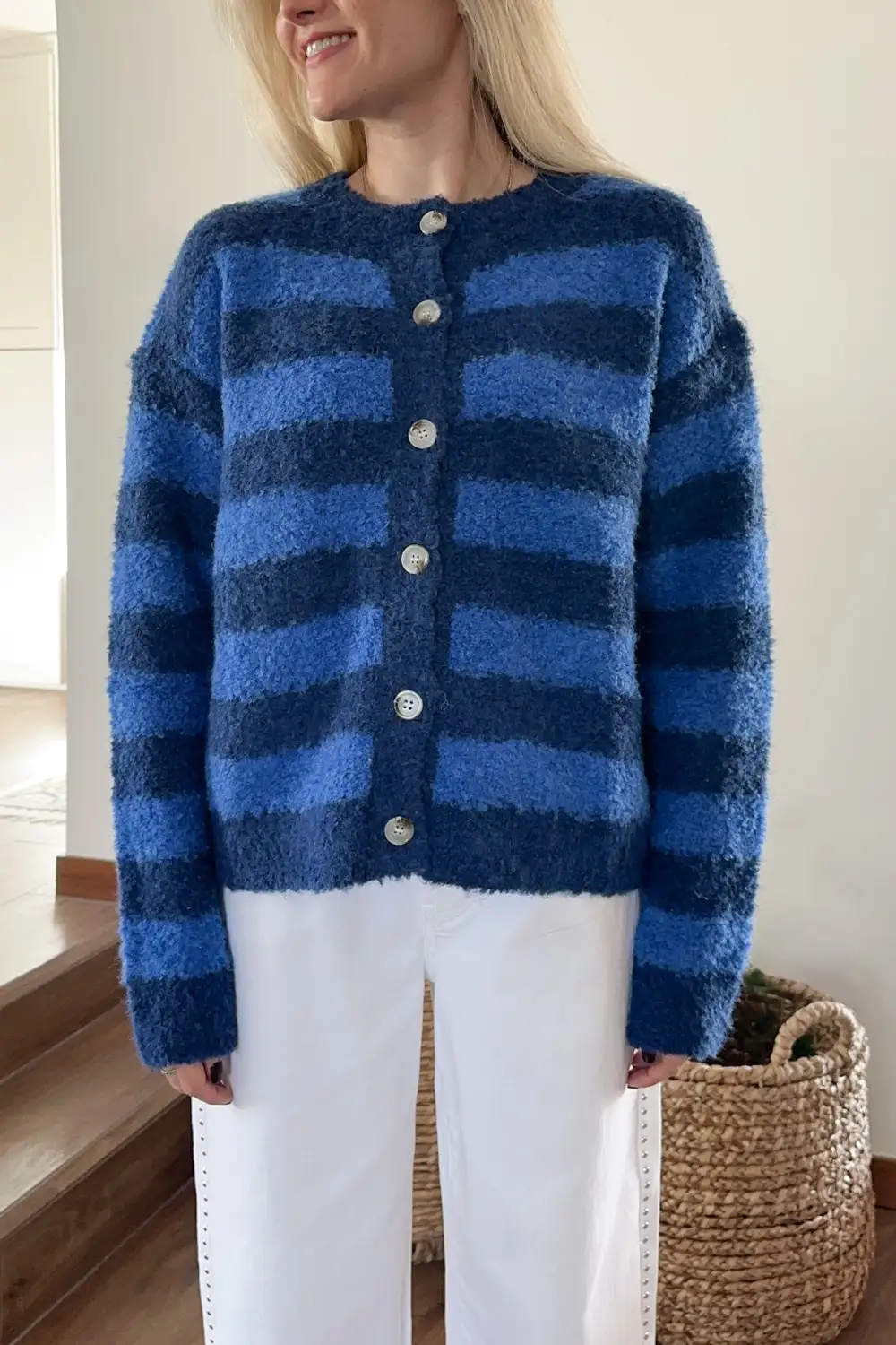 Striped Button Front Cardigan