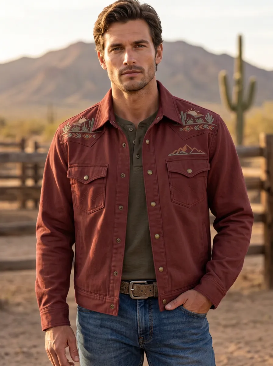 Men's Western Cactus Desert Mountain Jacket