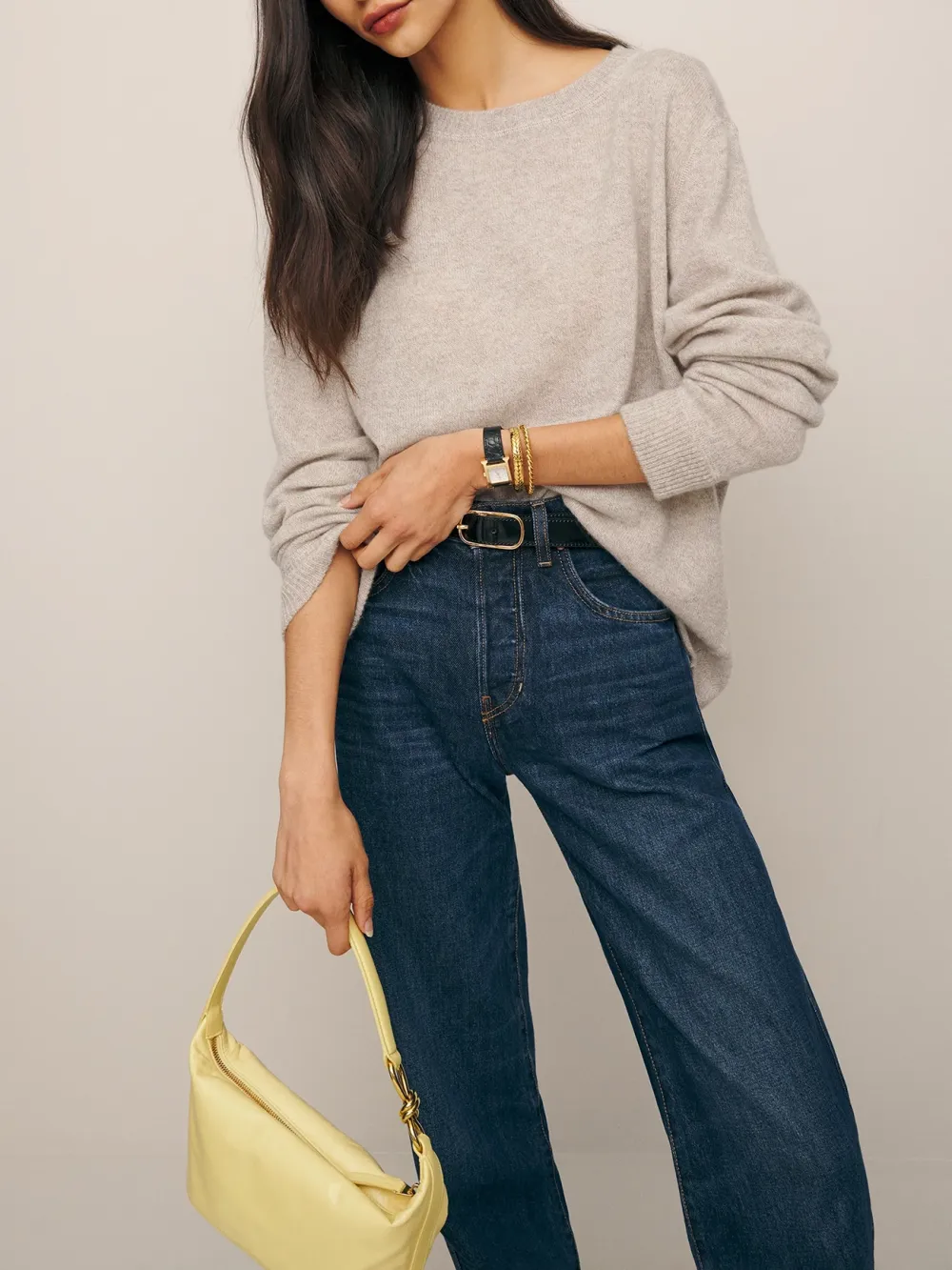 Relaxed Fit Crew Neck Knit Sweater