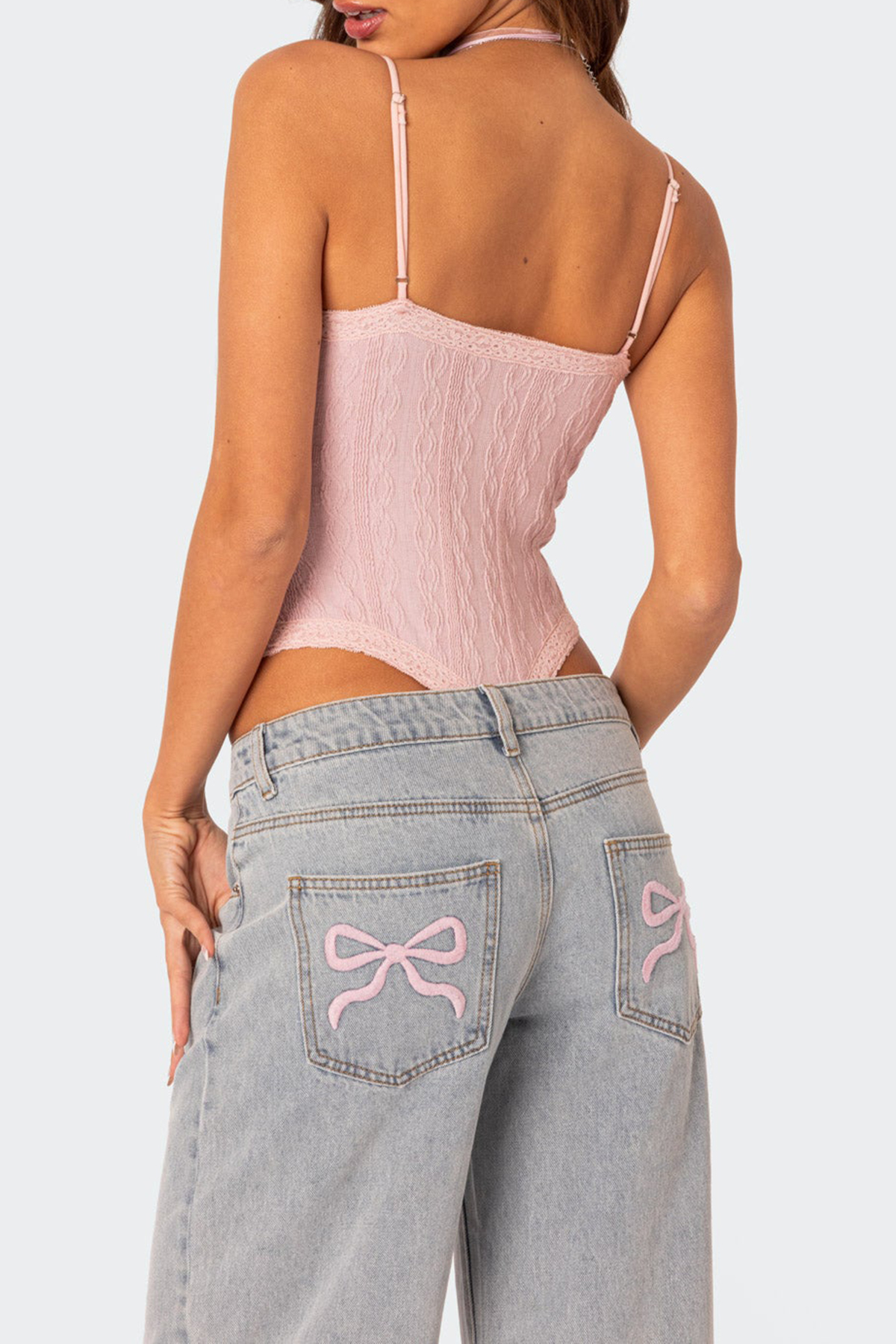 Lace-up Cut Out Knitted Bodysuit