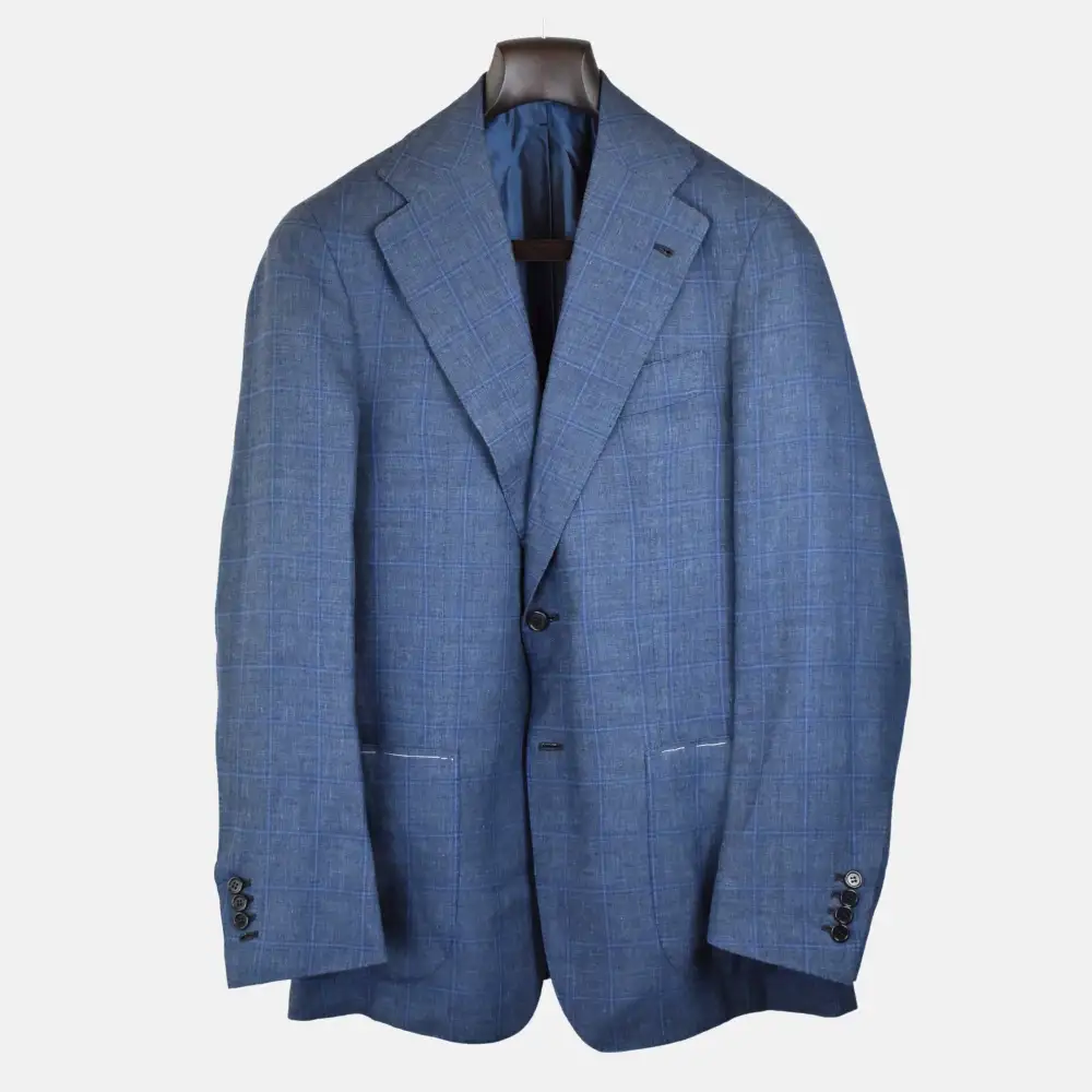 Checkered Silk Linen Blazer Jacket