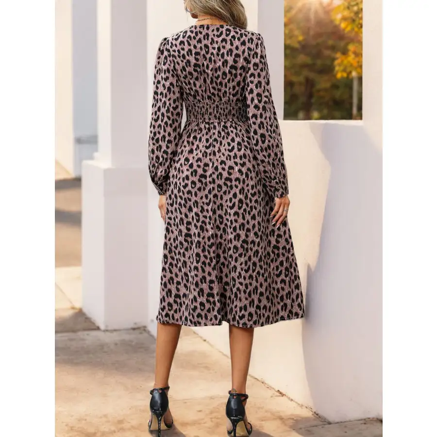 Surplice Long Sleeve Midi Dress
