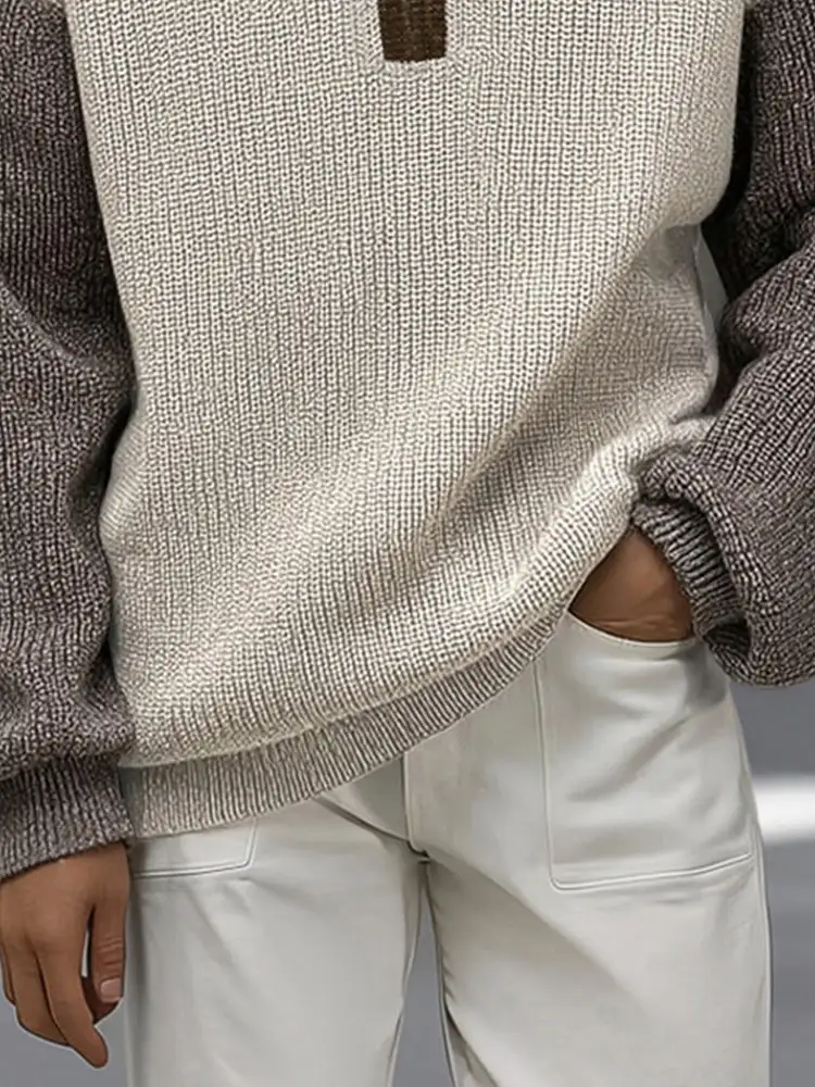 Unique Contrast Color Pullover Sweater Hoodie