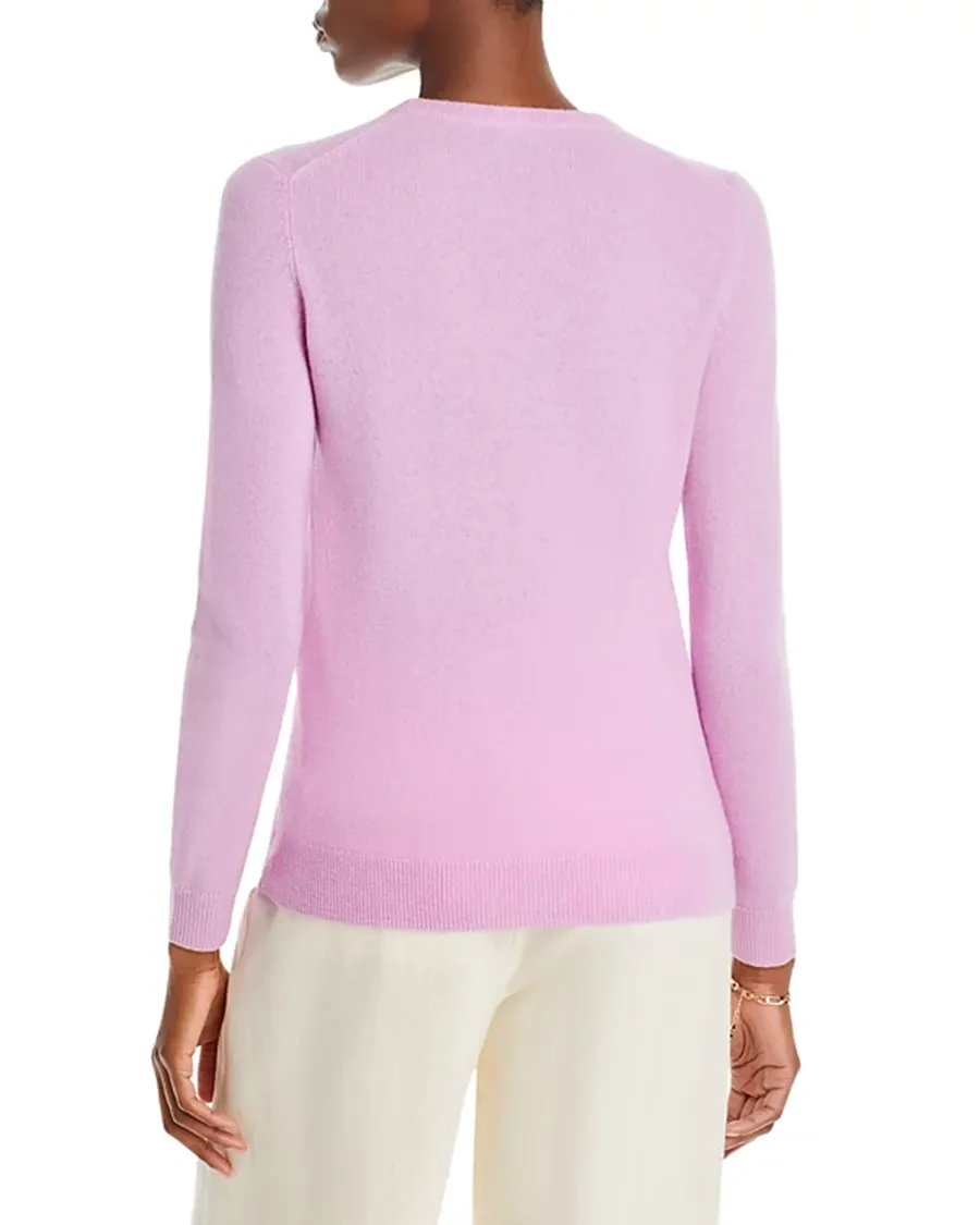 Casual Style Ribbed Crewneck Cashmere Sweater