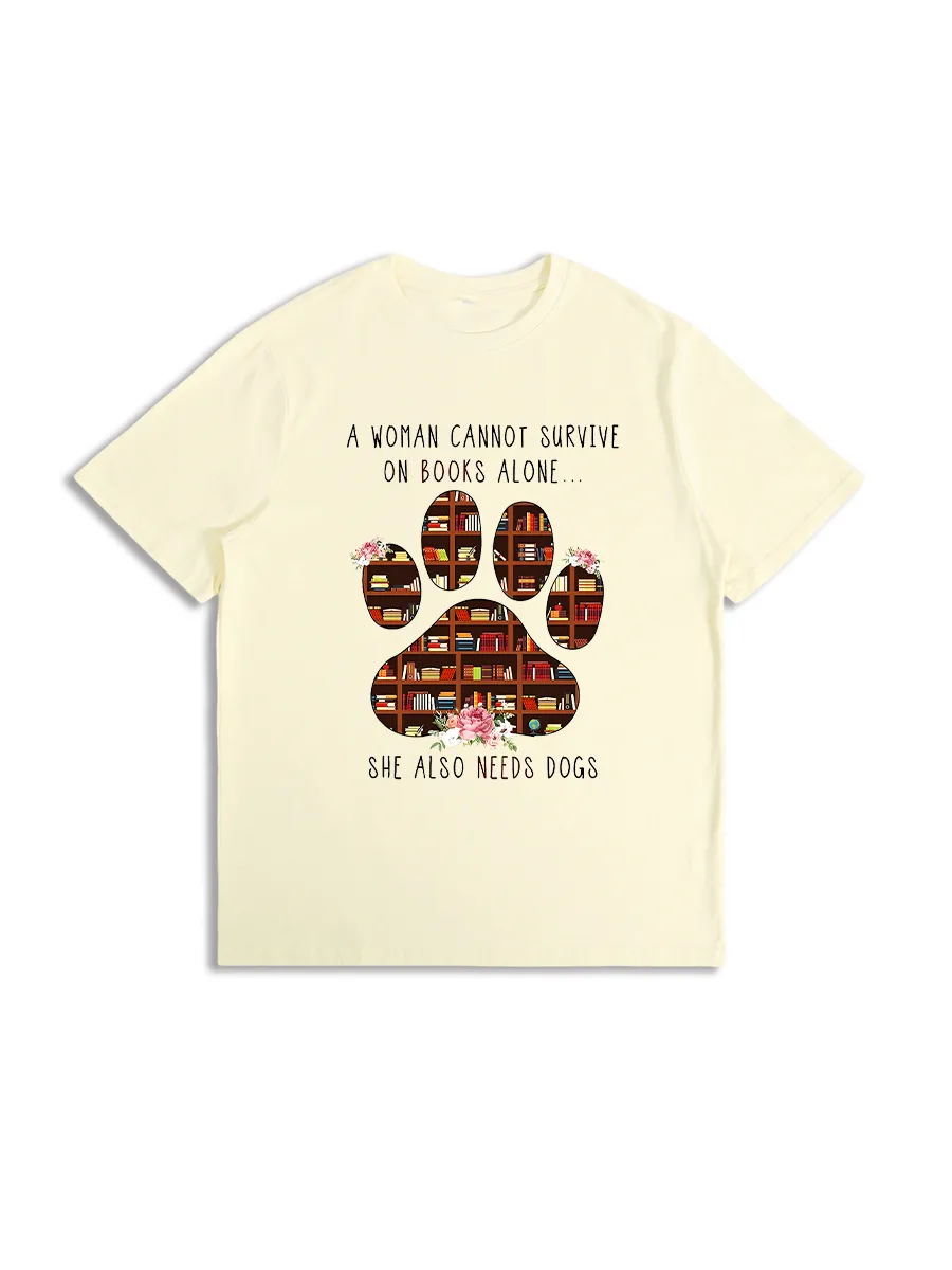 Women's Books And Dogs Graphic Tee