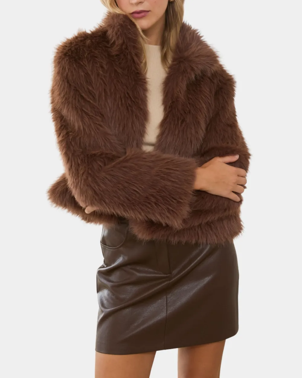 Cropped Faux Fur Jacket
