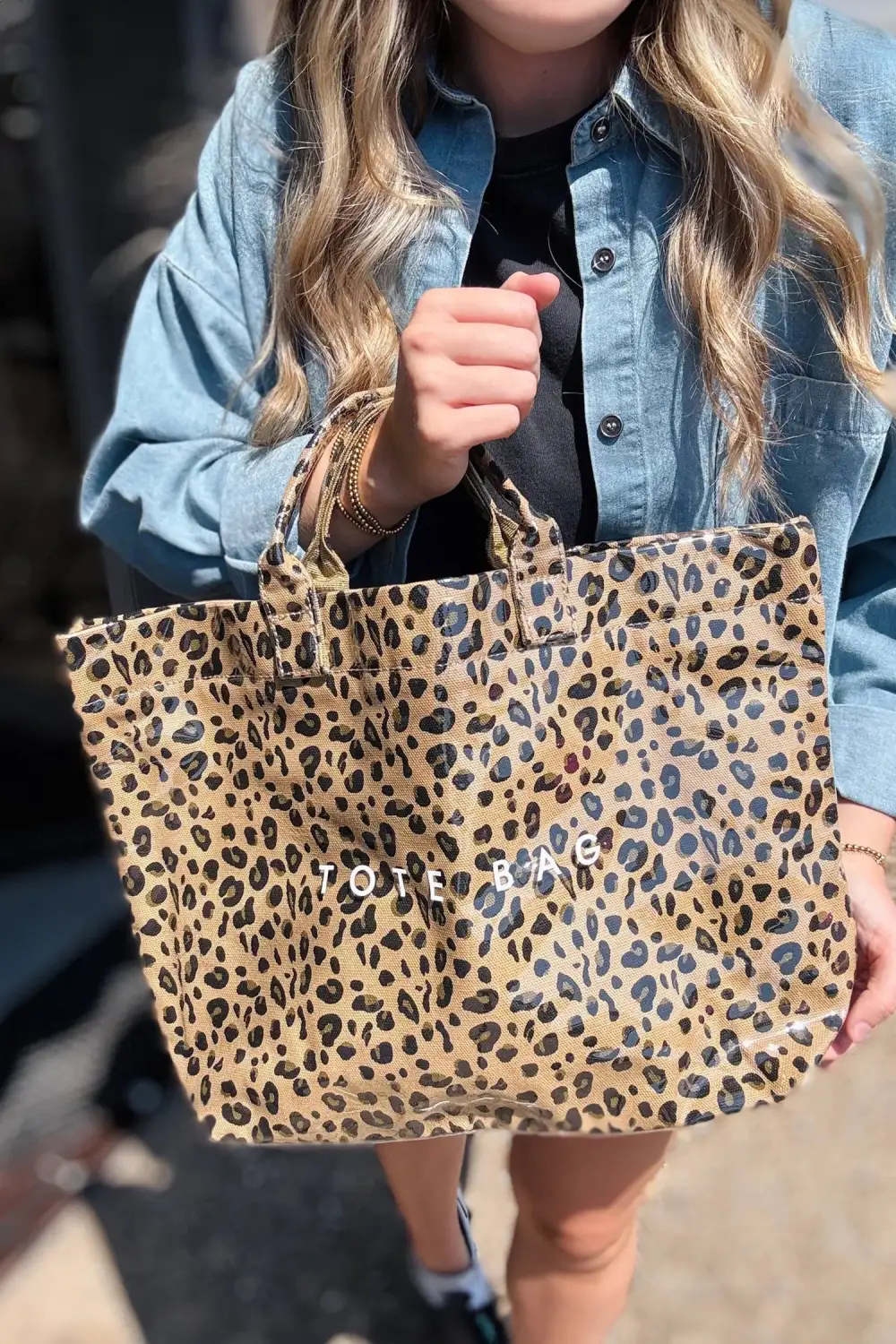 Leopard Print Faux Leather Tote Bag