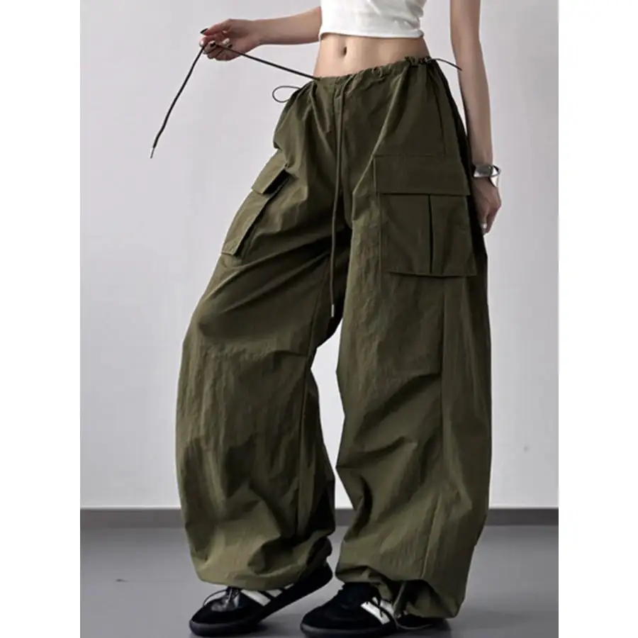 Classic Drawstring Wide Leg Cargo Pants