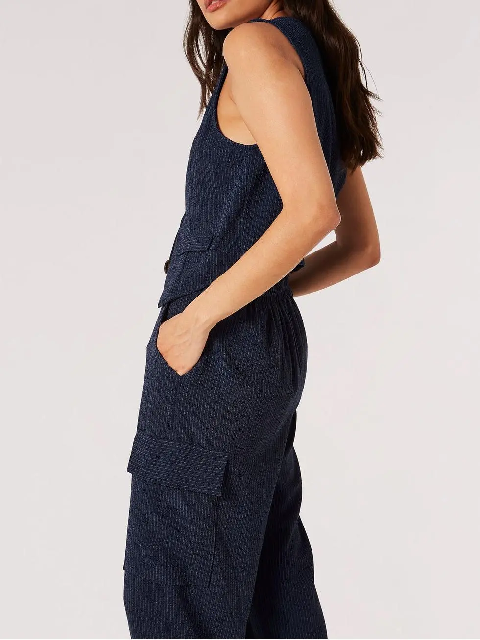 Textured Button Cuffs Cargo Trousers