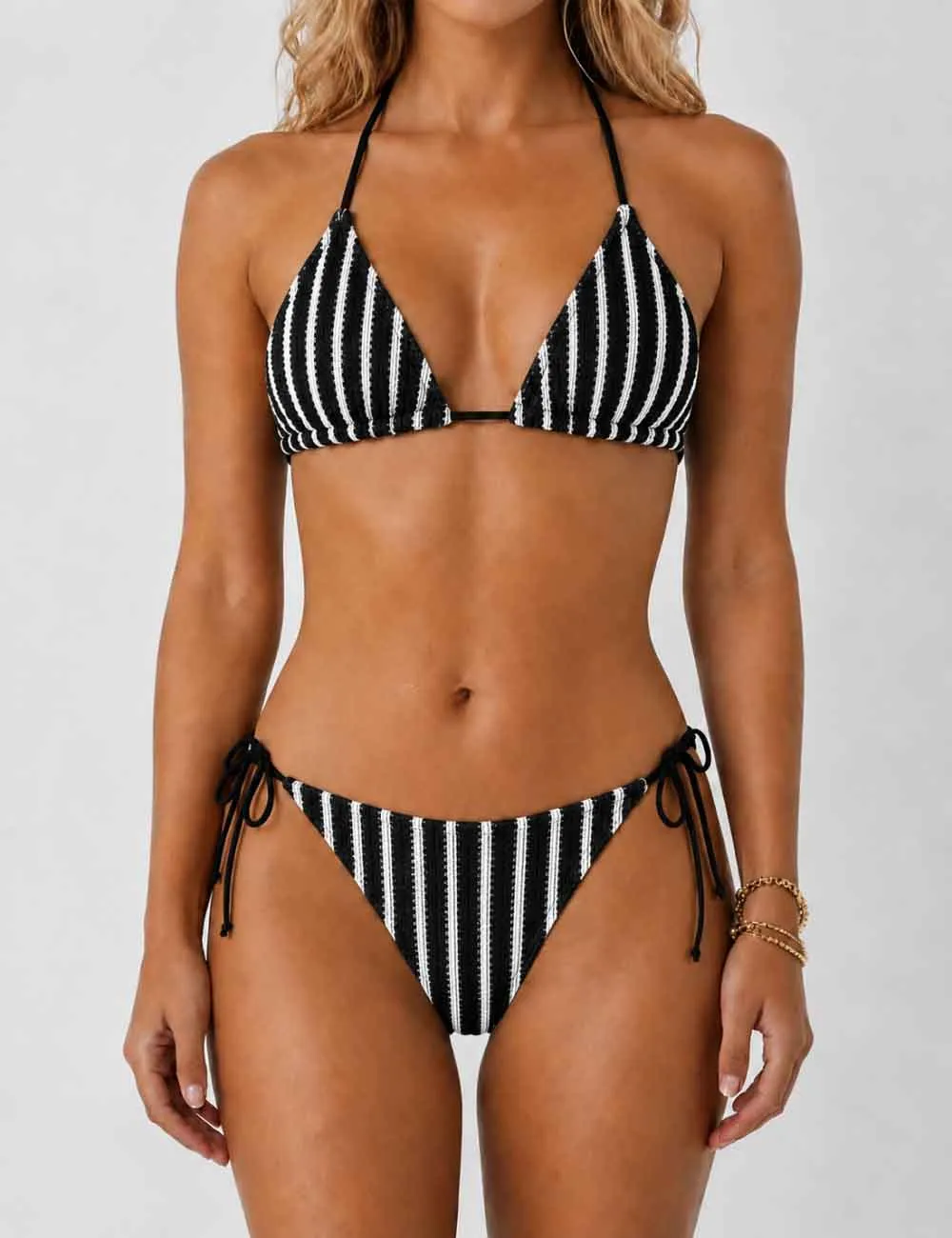 Crochet Triangle Three Piece Bikini Set with Cover Up Shorts