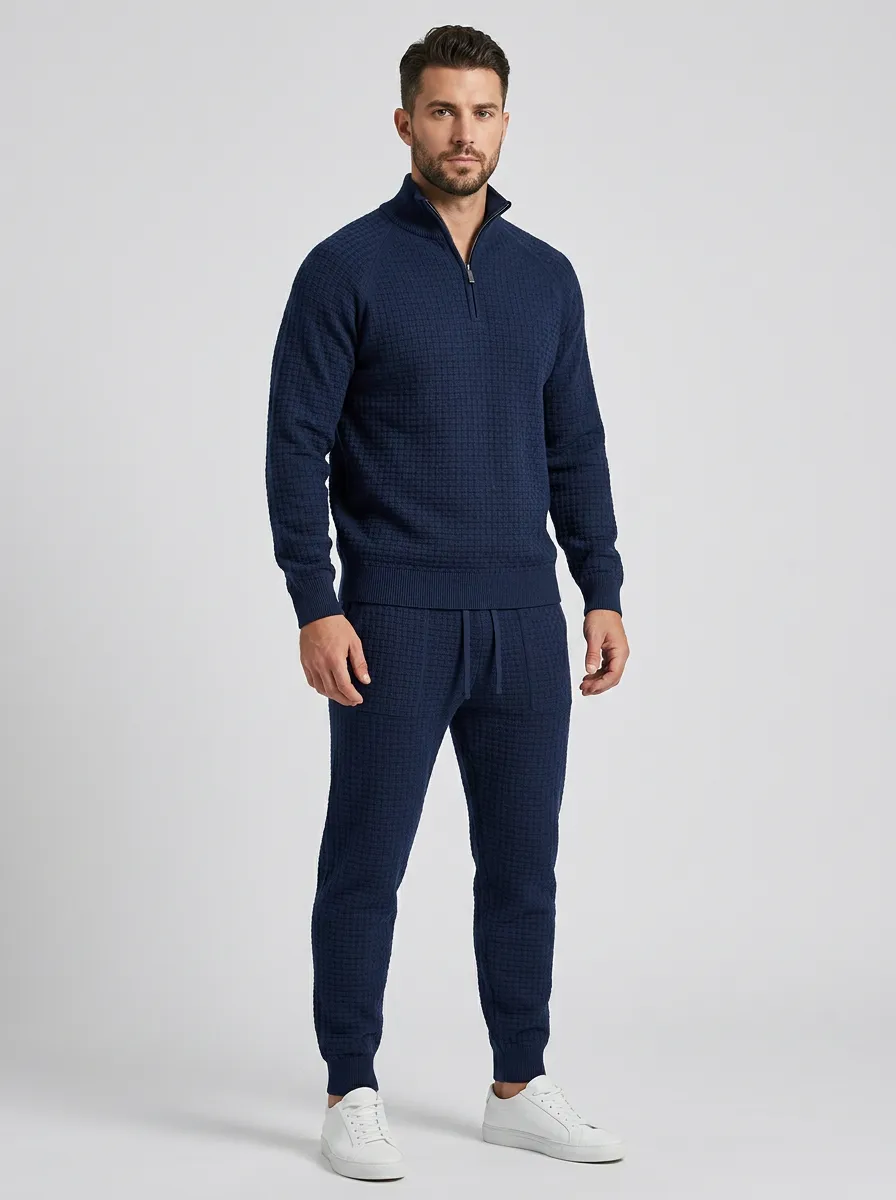 Quarter-Zip Men's Quarter-Zip Knit Tracksuit Set