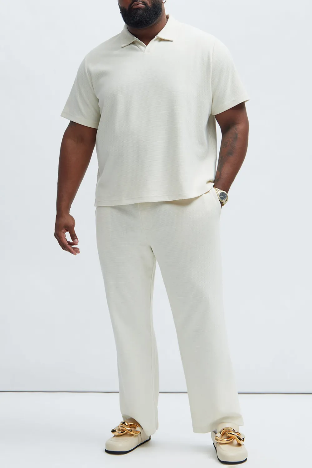 Casual Style Textured Polo Tops