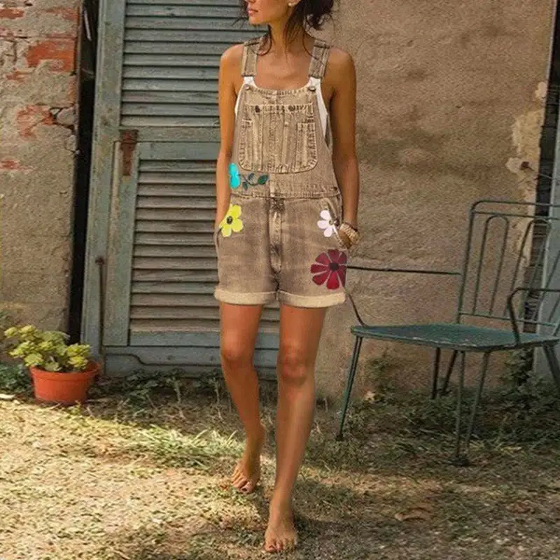 Women' Printed Slim Fit Bib Shorts