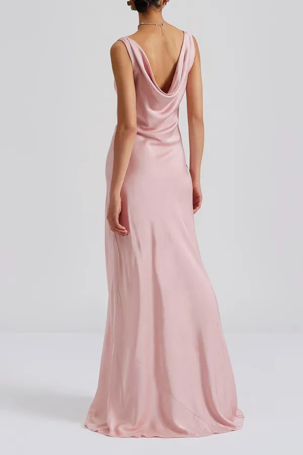Cowl Neck Satin Maxi Dress