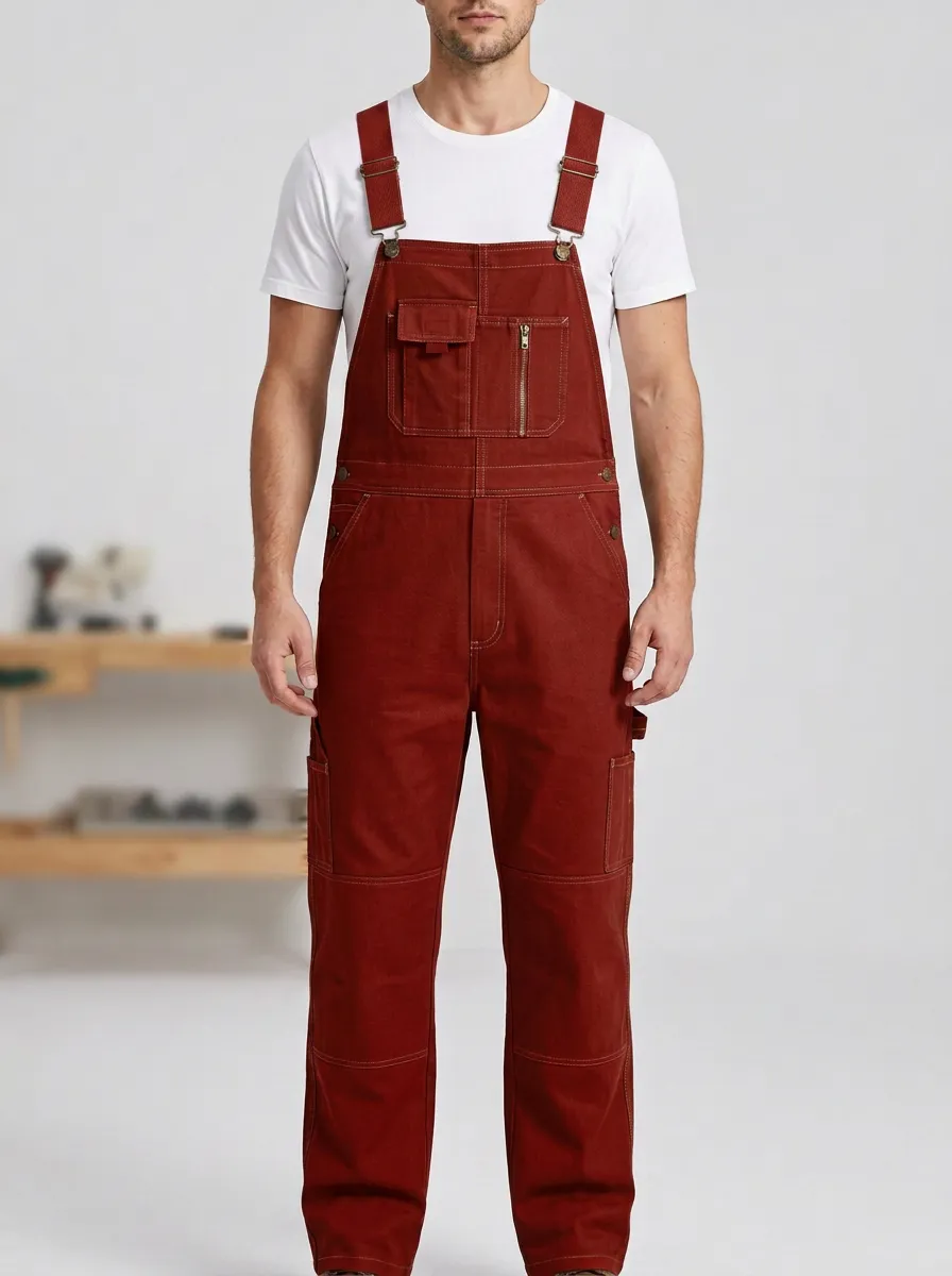 Men's Training Inspired Multi-Pocket Bib Work Overalls