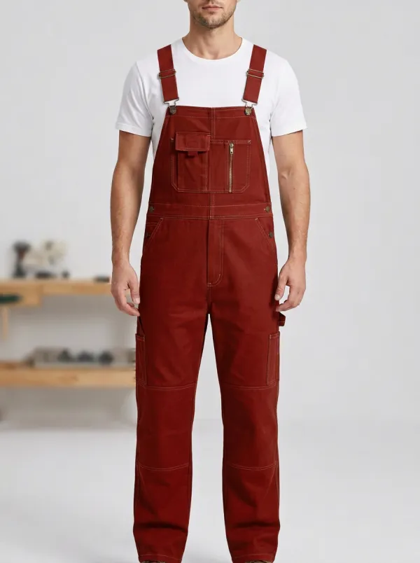 Men's Training Inspired Multi-Pocket Bib Work Overalls